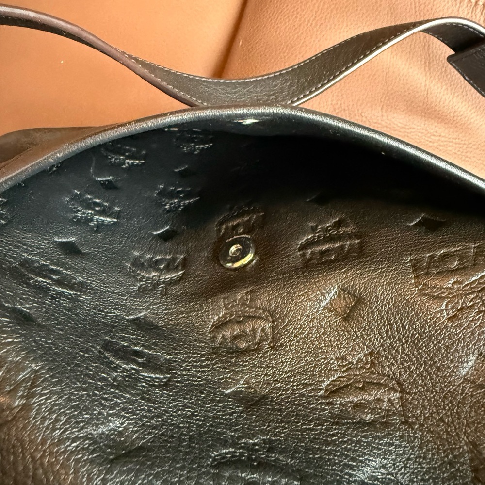 MCM Black Leather Crossbody Bag with Cream Accent - Picture 13 of 17